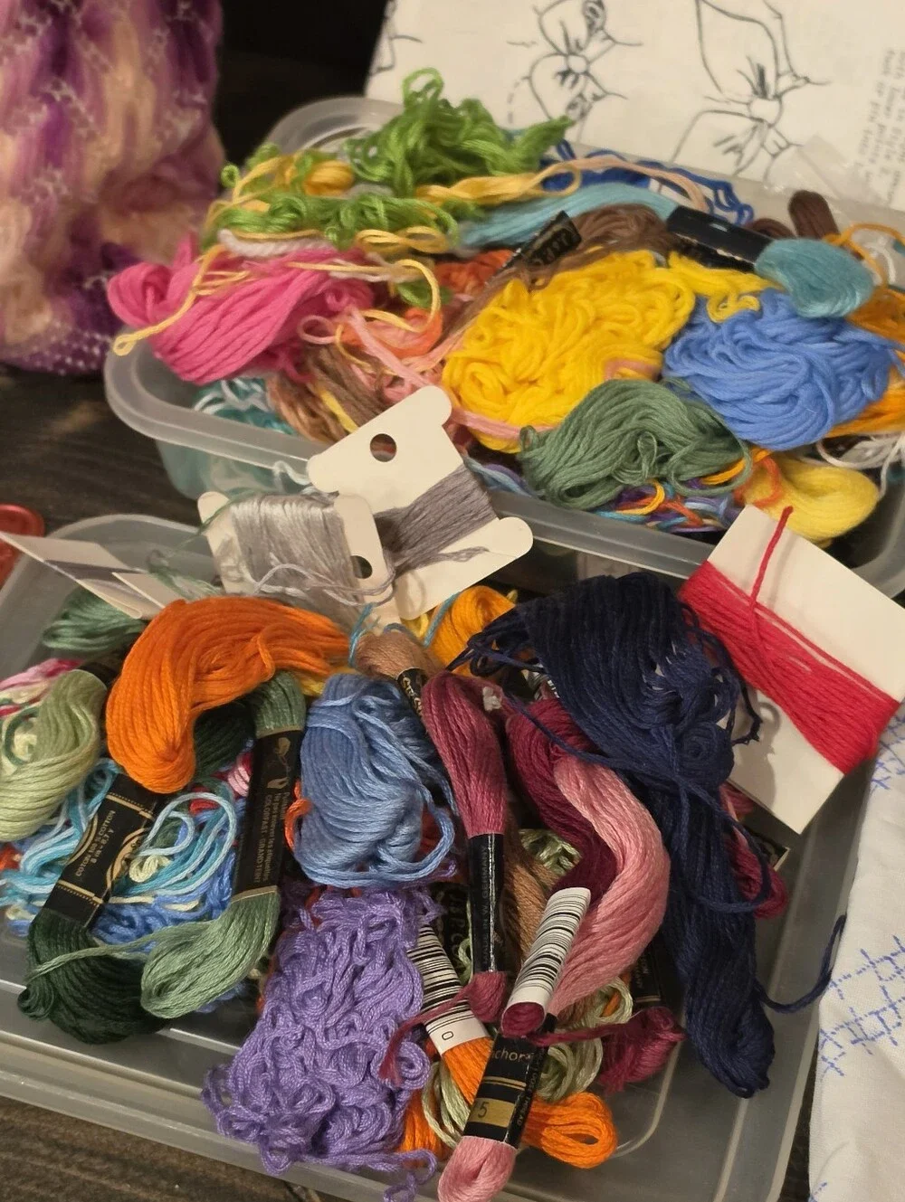 Vtg Craft Destash Lot Bargello Needlepoint Wood Handle Bag Embroidery Floss Hoop